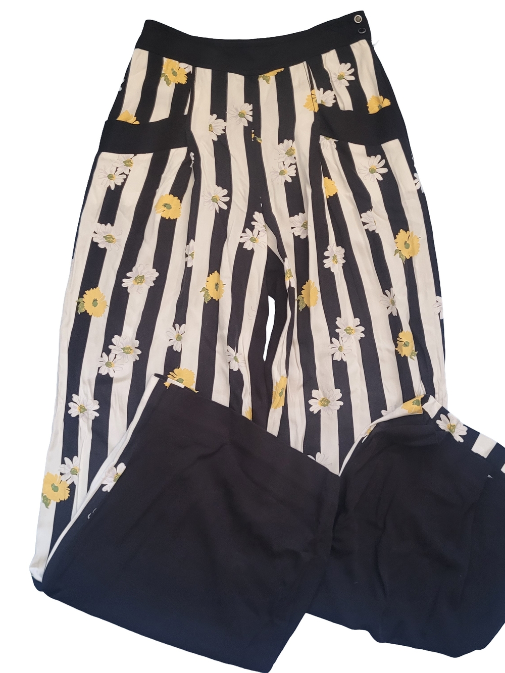 Striped Daisy Wide-Leg Pants - Anthropologie Elevenses Size 0